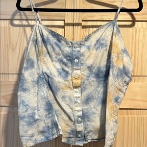 American Eagle Outfitters Blue and Yellow Asymmetrical Camisole Top